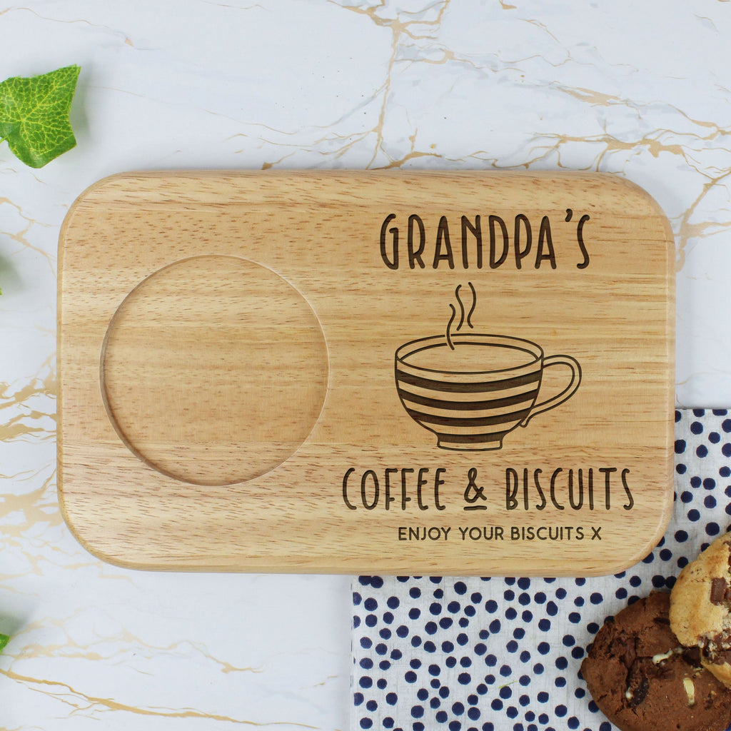 Personalised Grandad's Coffee & Biscuits Board with Mug Option