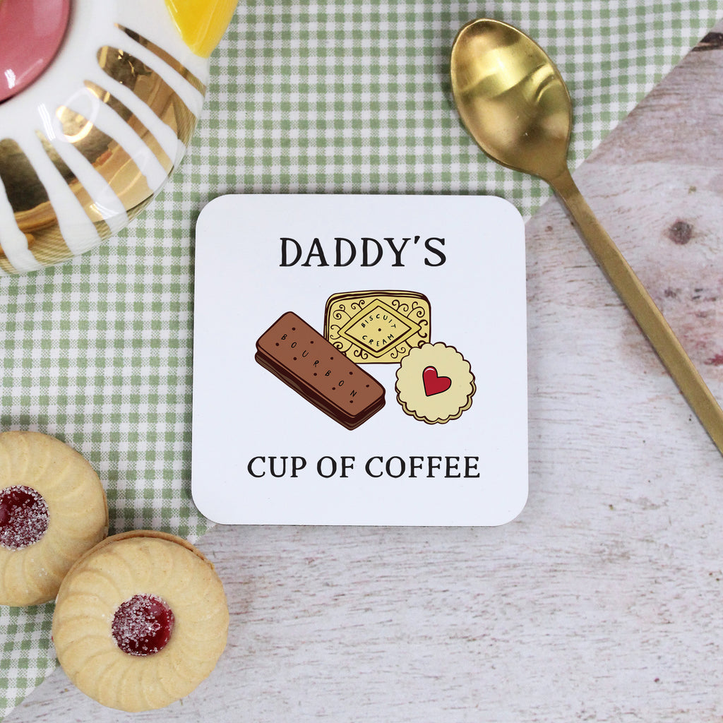 Personalised 'Dad’s Cup of Coffee' Biscuits Coaster