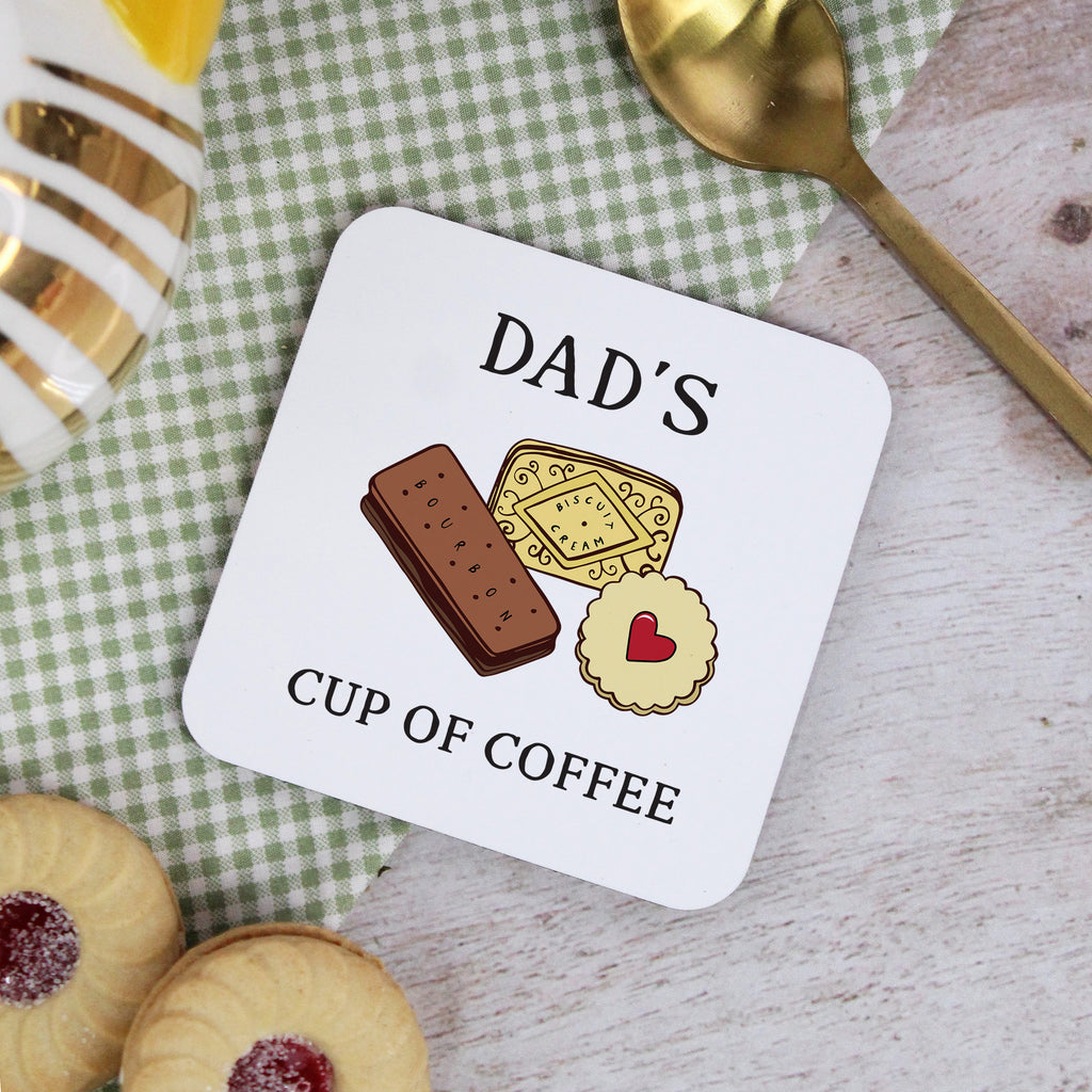 Personalised 'Dad’s Cup of Coffee' Biscuits Coaster