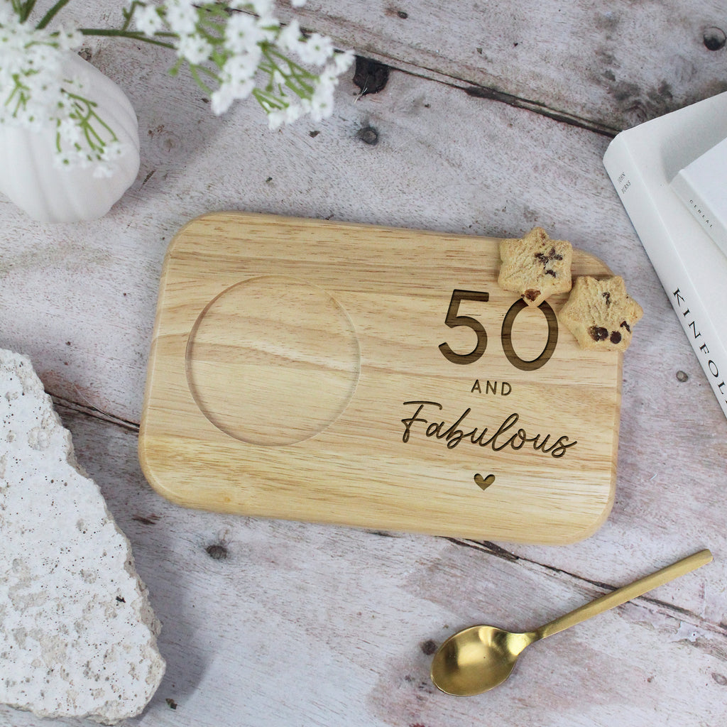 Personalised 50 and Fabulous Tea & Biscuits Board