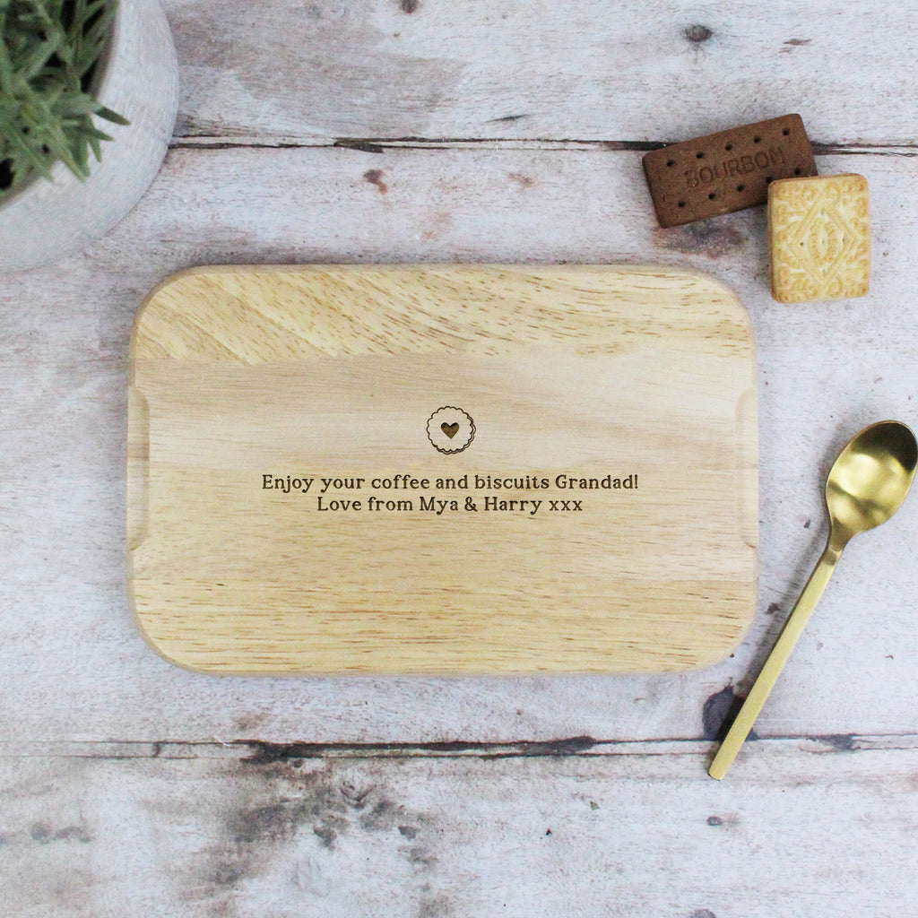 Personalised Grandads Coffee & Biscuits Board with Coffee Mug Option