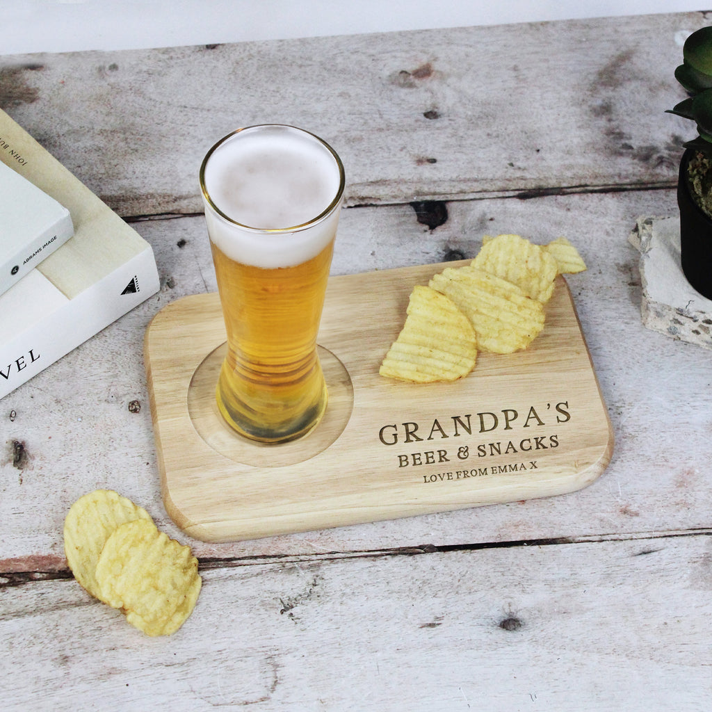 Personalised 'Grandad’s Pint & Crisps' Snack Board