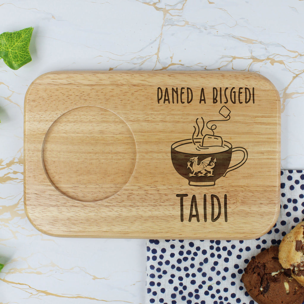 Personalised Taid Paned A Bisgedi Board with Coffee Mug Option - Welsh Grandad