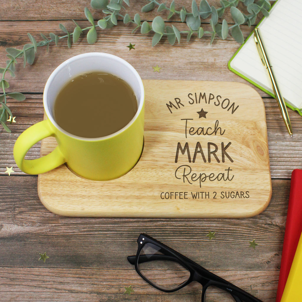 Personalised Teacher Tea & Biscuits Board - Teach, Mark, Repeat