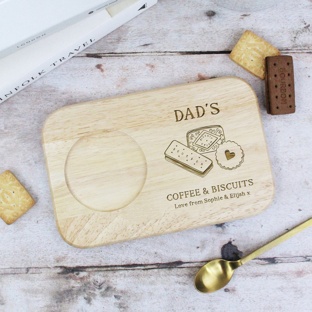 Personalised Dad’s Coffee & Biscuits Board with Cup of Coffee Mug Option