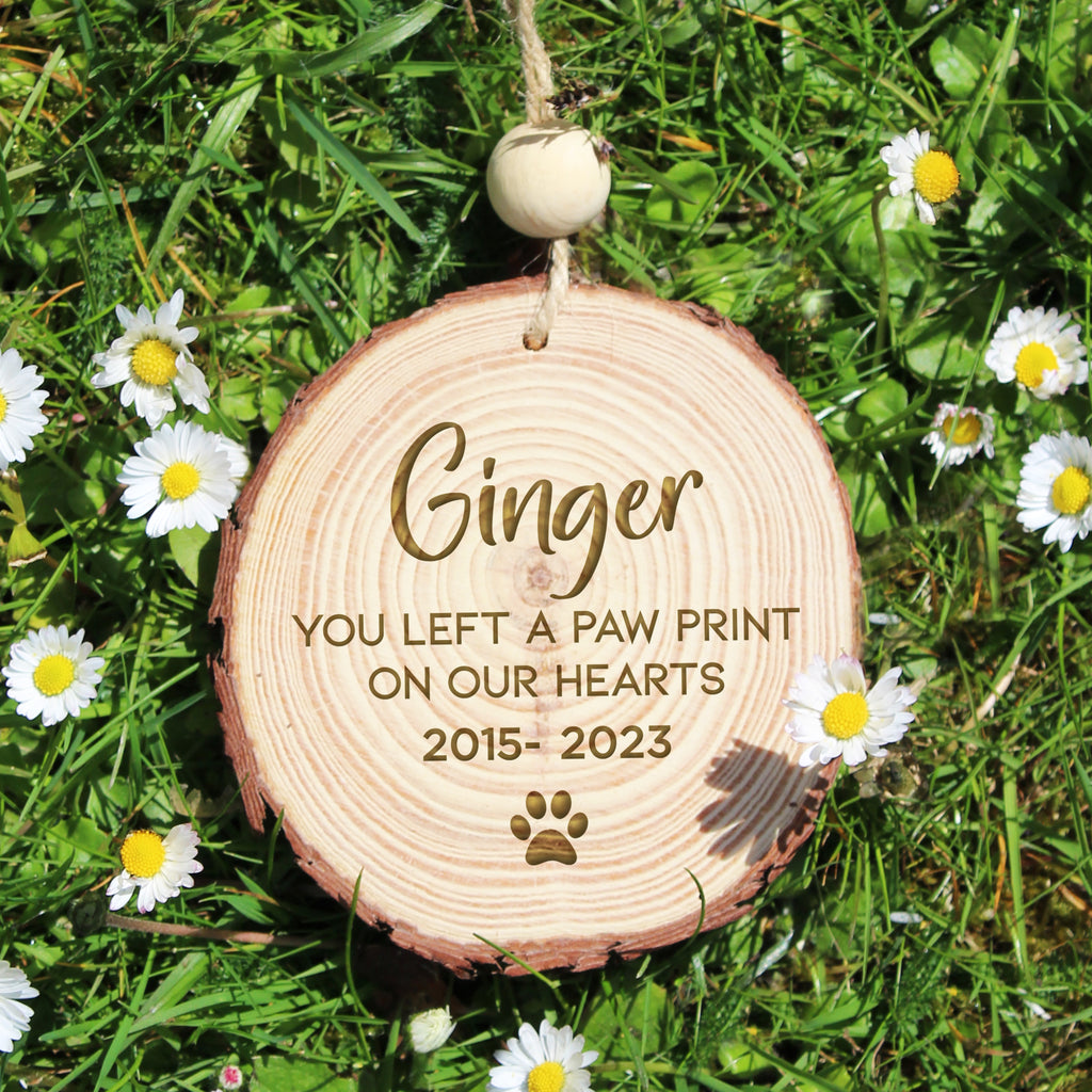 Personalised Wooden Slice Pet Memorial Decoration 