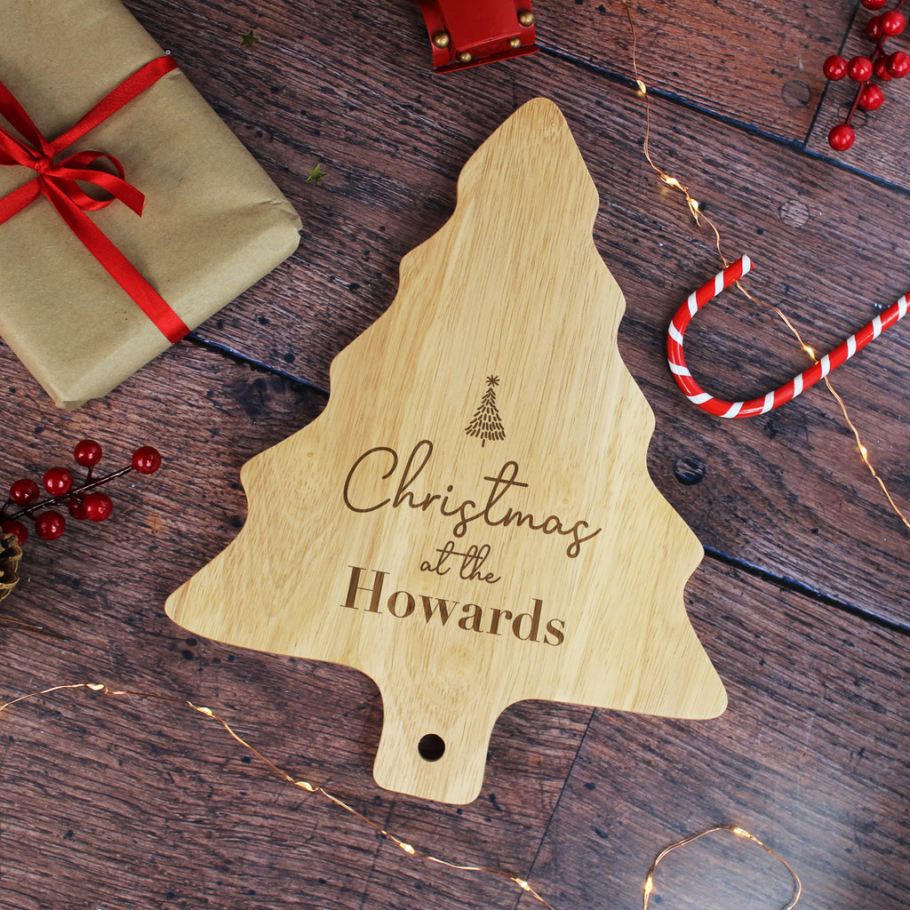 Personalised Wooden Family Name Tree Shaped Christmas Board