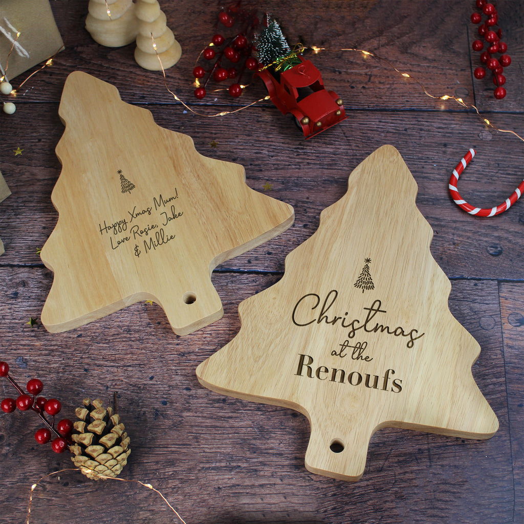 Personalised Wooden Family Name Tree Shaped Christmas Board