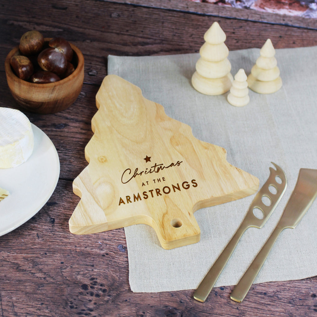 Personalised Family Name Tree Shaped Cheese Board