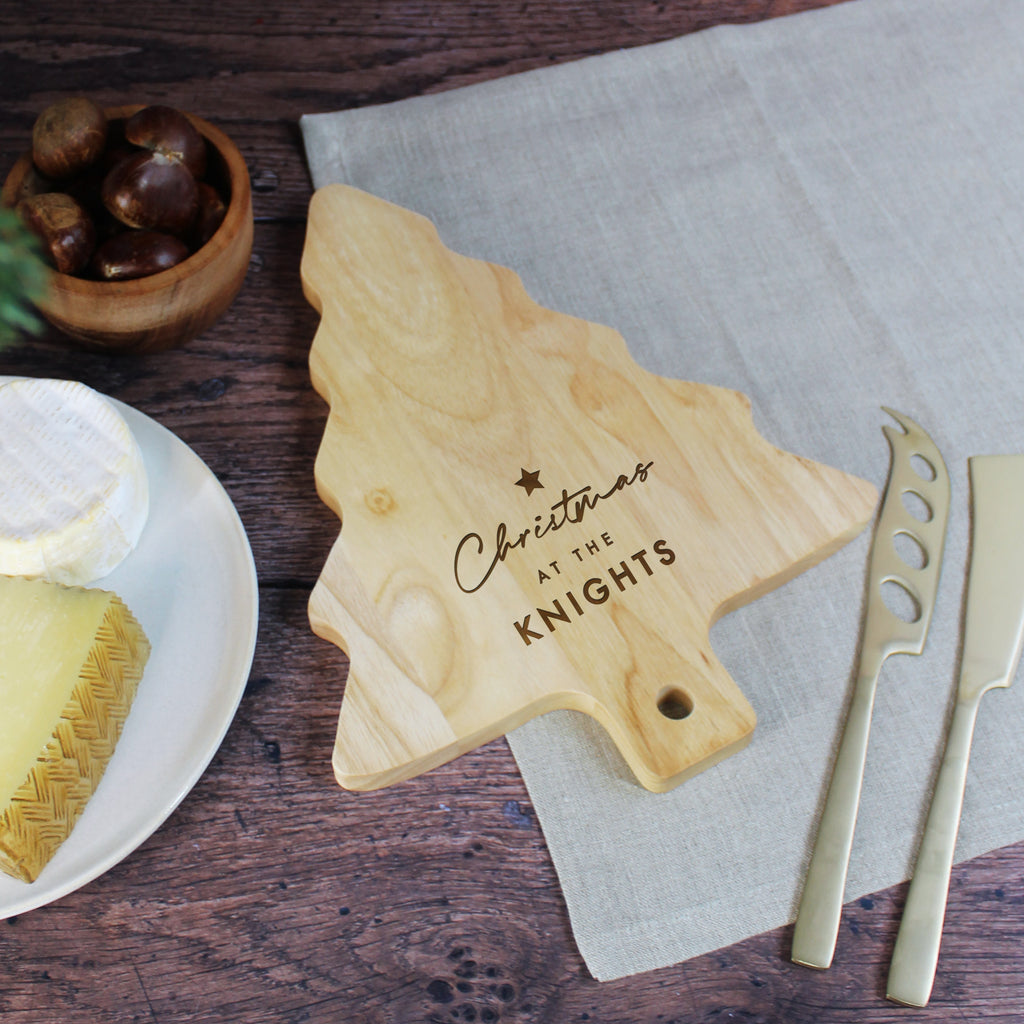 Personalised Family Name Tree Shaped Cheese Board