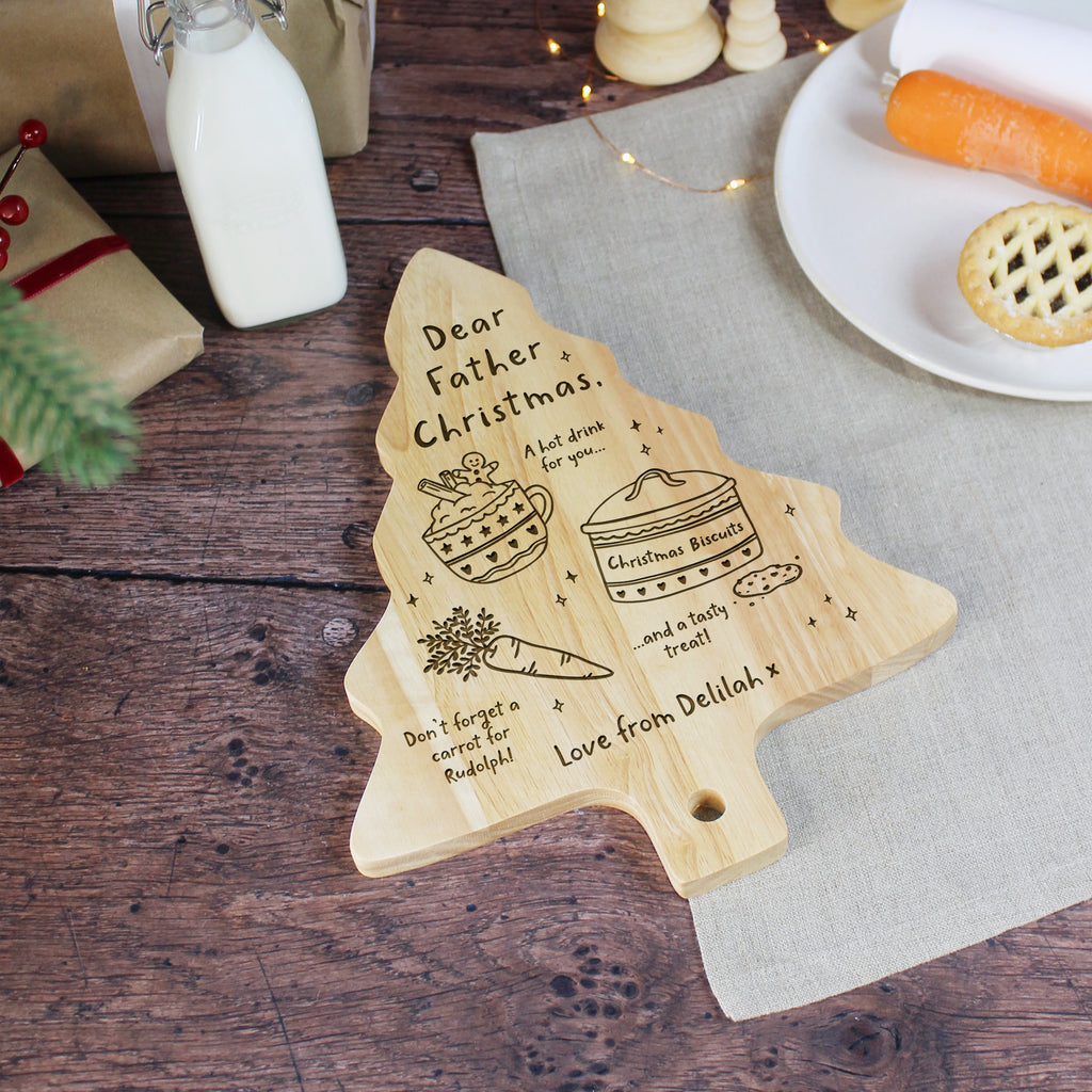 Personalised Tree Shaped Christmas Eve Plate - Dear Father Christmas