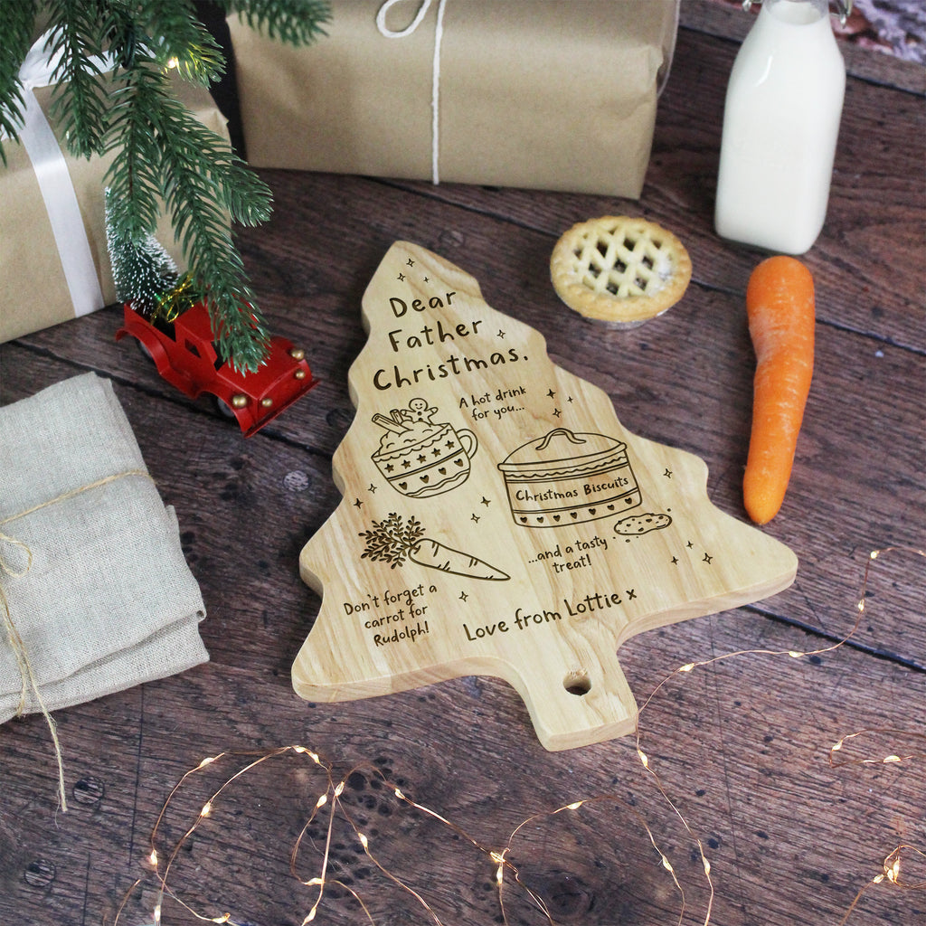 Personalised Tree Shaped Christmas Eve Plate - Dear Father Christmas