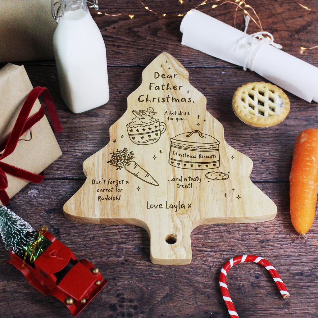 Personalised Tree Shaped Christmas Eve Plate - Dear Father Christmas