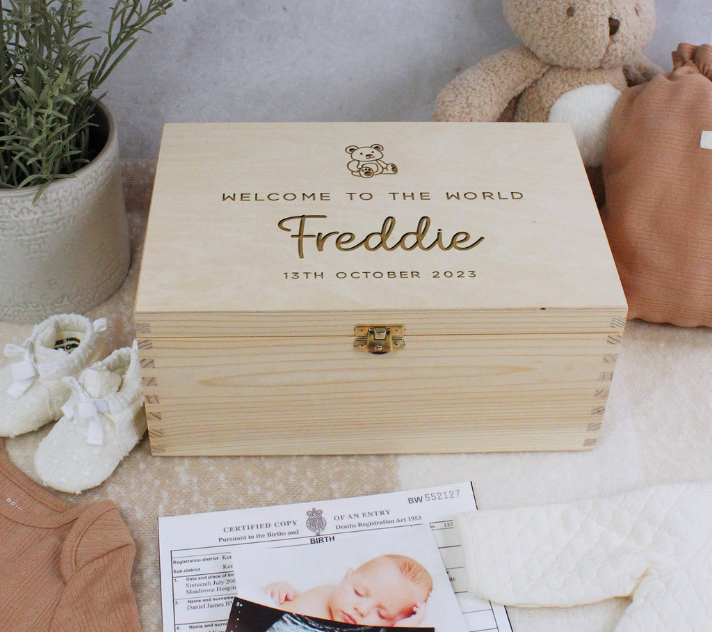 Personalised 'Welcome To The World' Baby Keepsake Box
