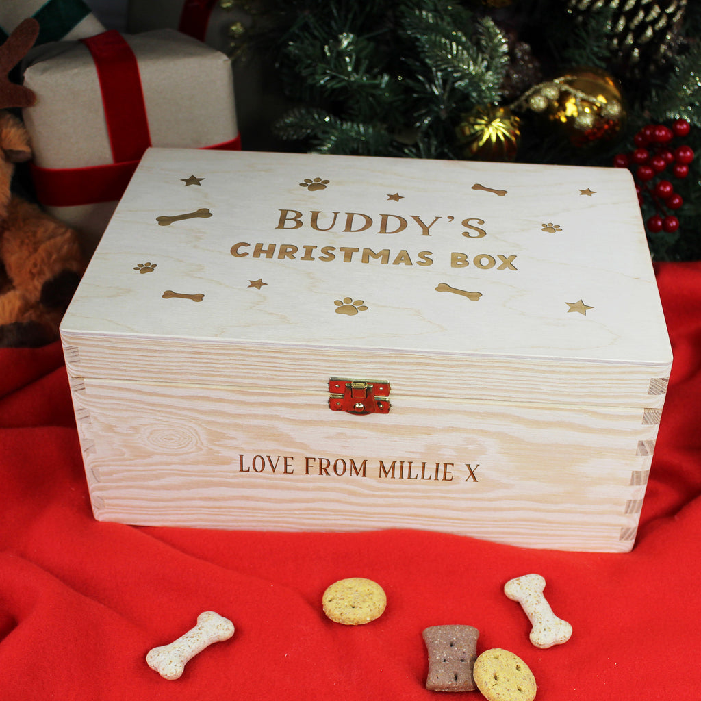 Personalised Large Wooden Pet Christmas Box