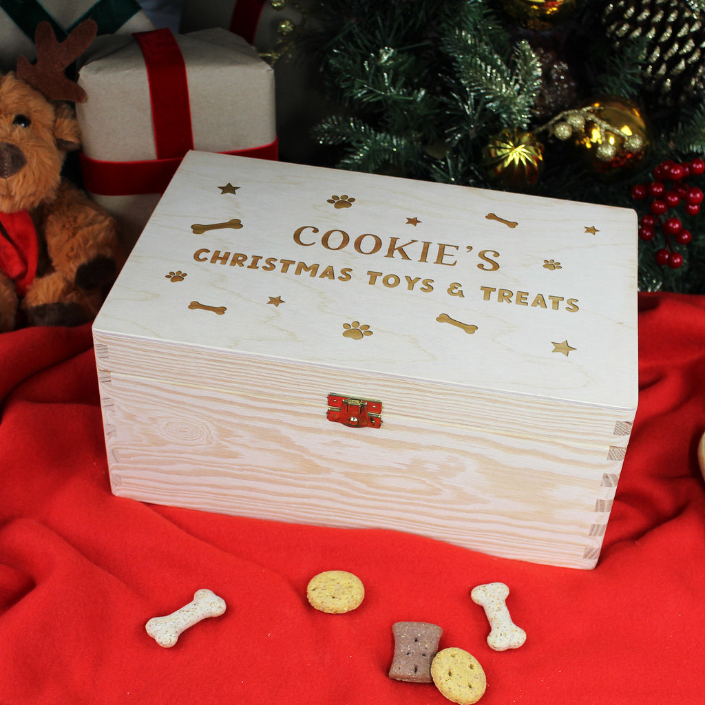 Personalised Large Wooden Pet Christmas Box