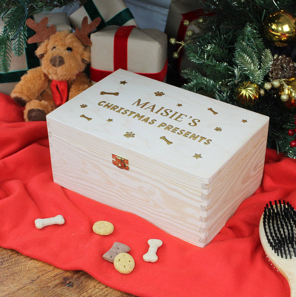 Personalised Large Wooden Pet Christmas Box