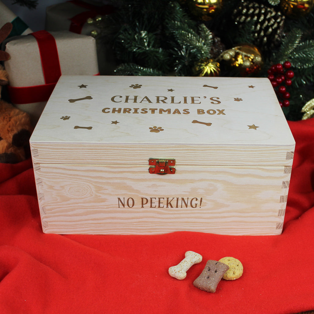 Personalised Large Wooden Pet Christmas Box