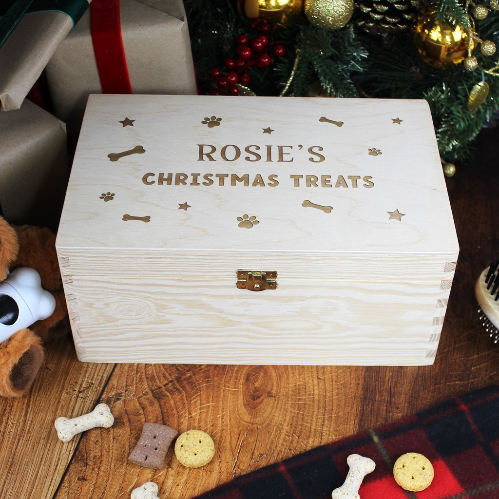 Personalised Large Wooden Pet Christmas Box