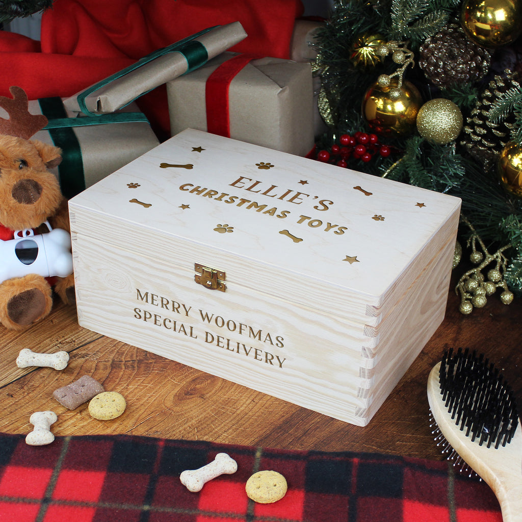 Personalised Large Wooden Pet Christmas Box