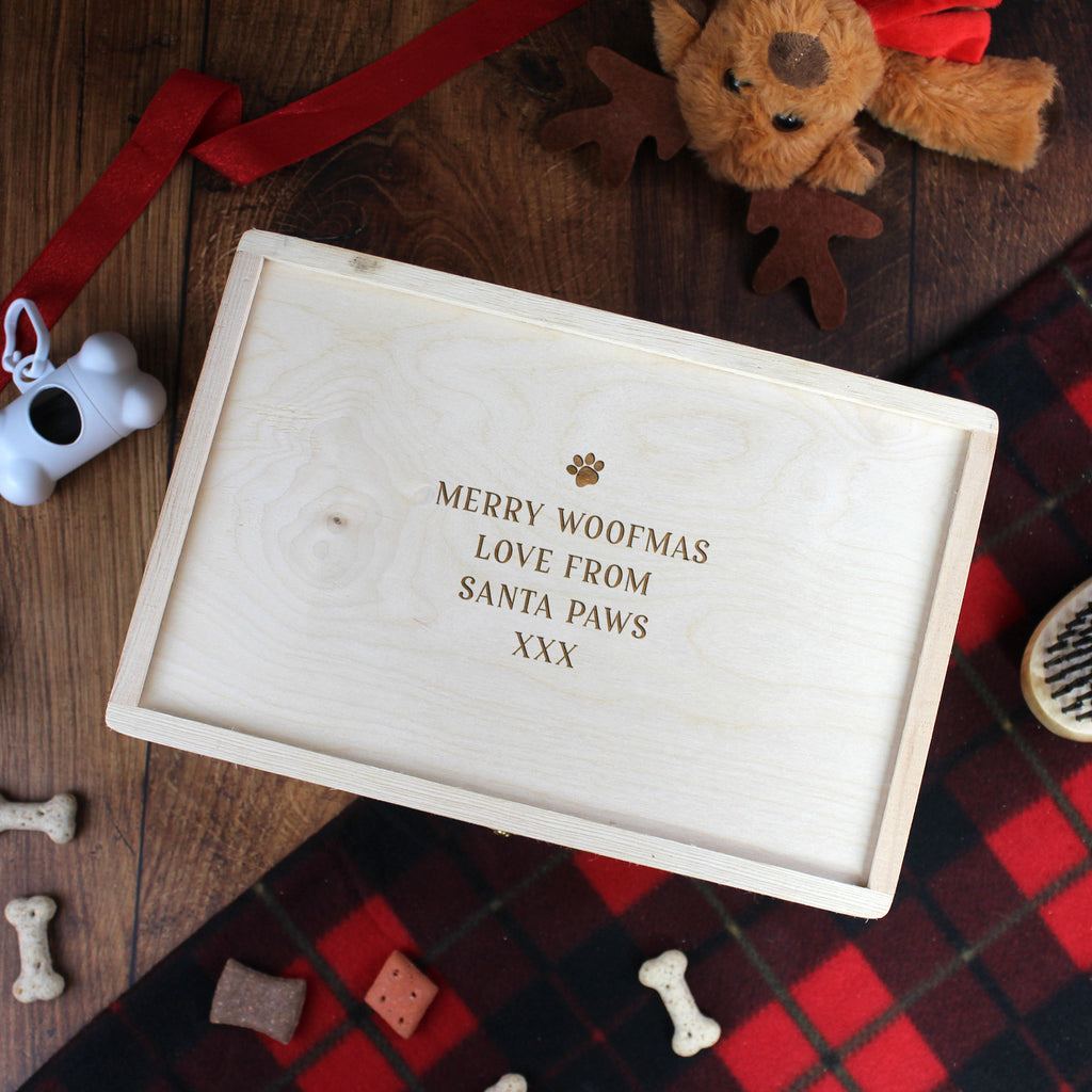 Personalised Large Wooden Pet Christmas Box