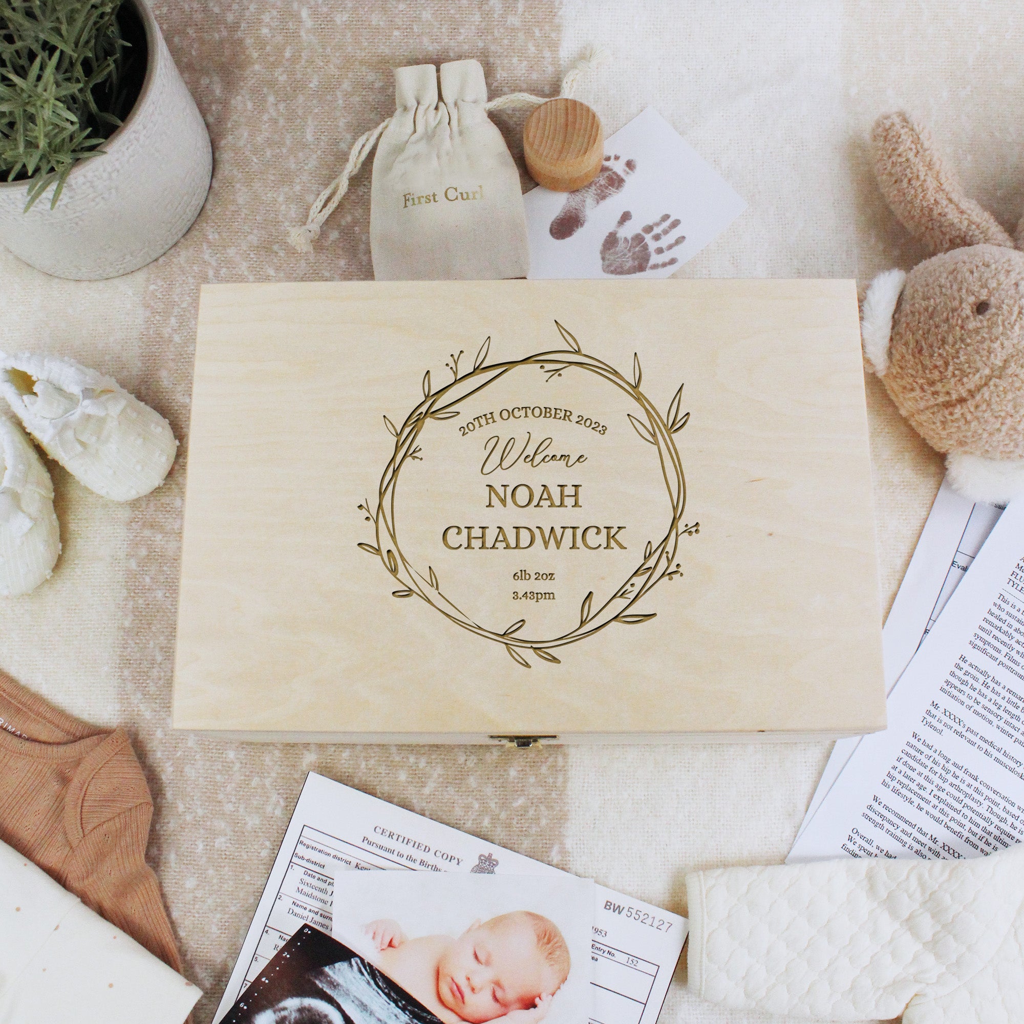 Welcome Box Personalised Welcome Baby Box | Customised Name & Date | GiftsInAJiffy