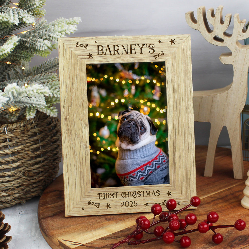 Personalised Dog First Christmas Photo Frame