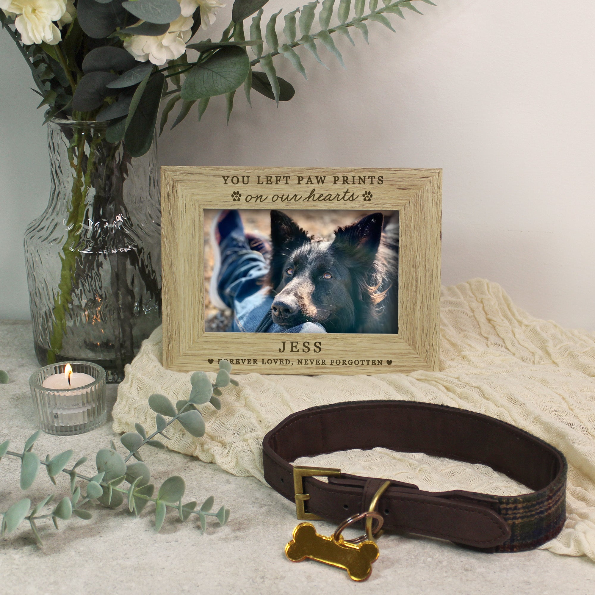 Personalised Photo Frame You Left Your Paw Prints Forever In My Heart Pet Dog Memorial Engraved Wooden Frame 5x7 Gift-923418