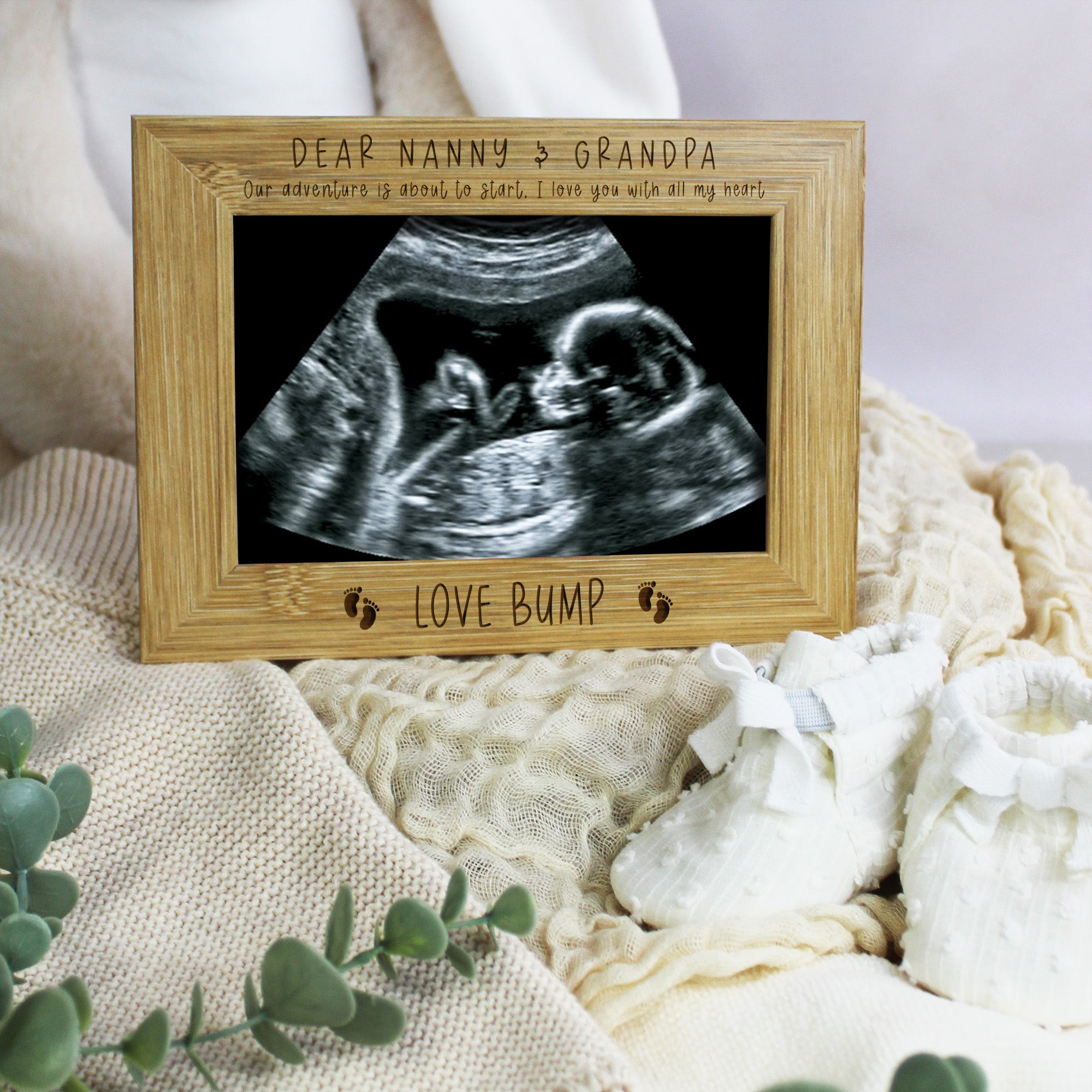 Personalised Wooden Baby Scan Photo Frame Unique Gift Love
