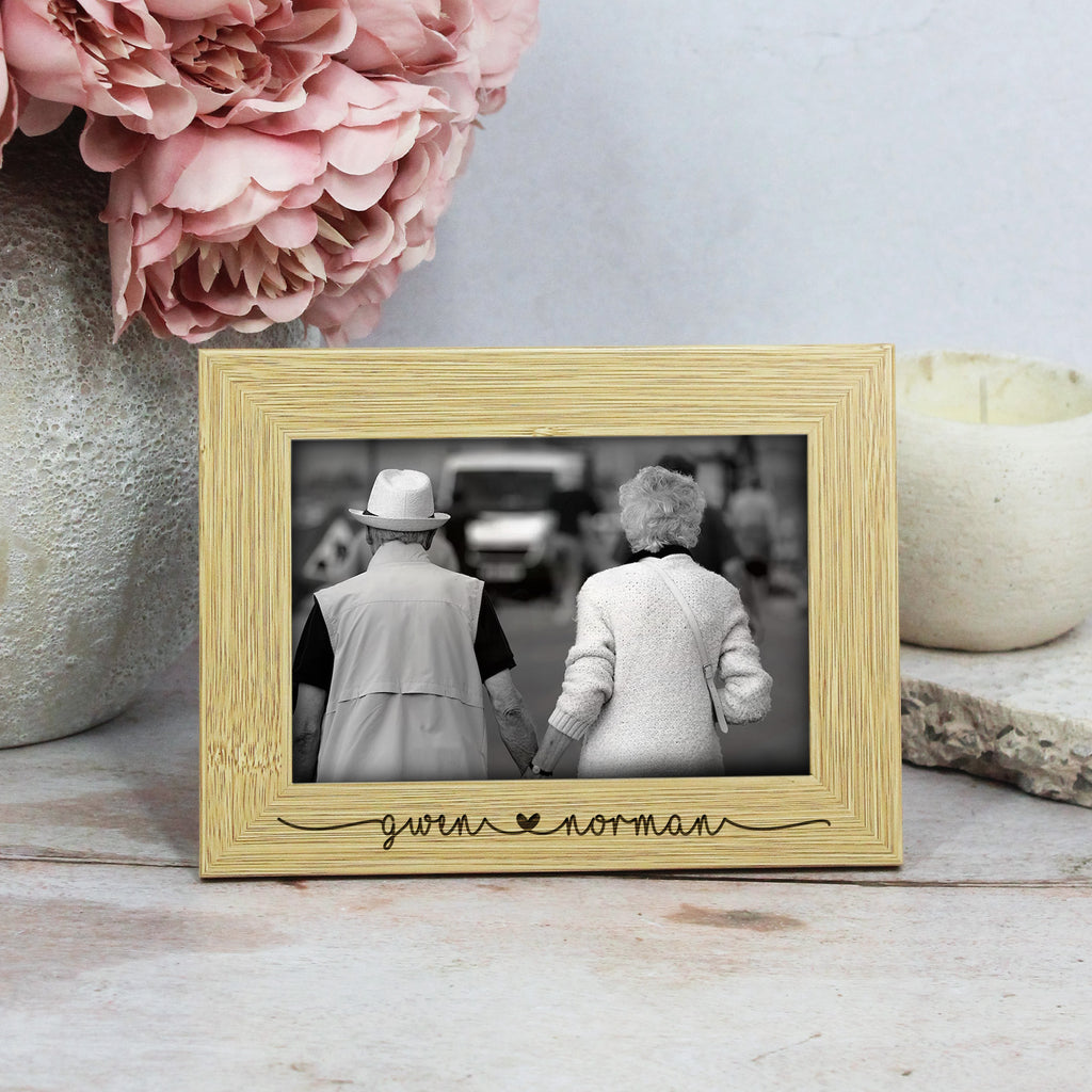 Personalised Wooden Photo Frame with Engraved Names