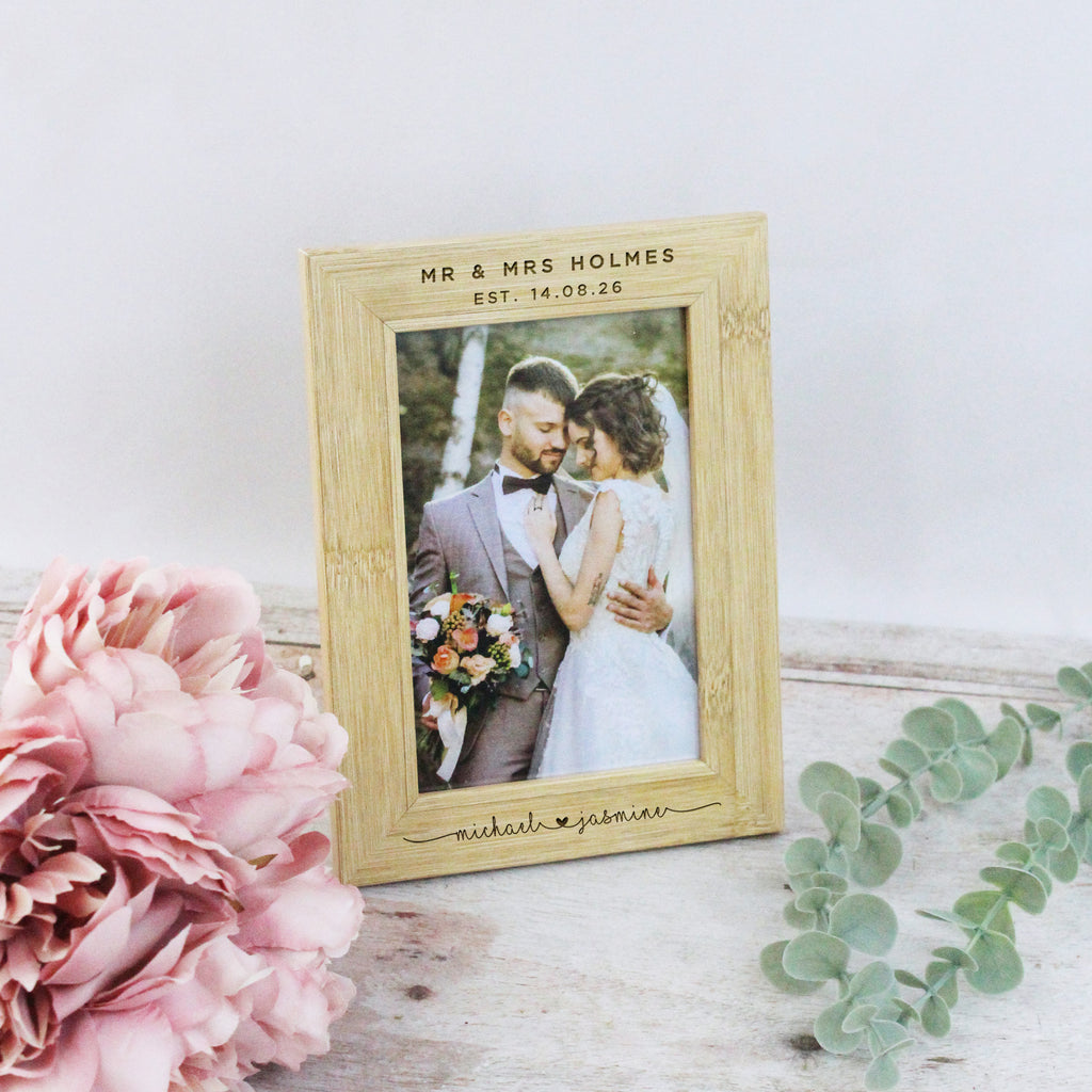 Personalised Wooden 'Mr & Mrs' Wedding Photo Frame