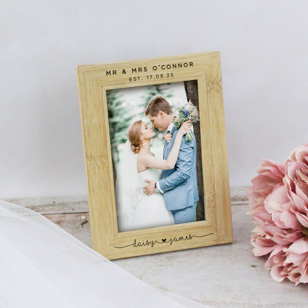 Personalised Wooden 'Mr & Mrs' Wedding Photo Frame