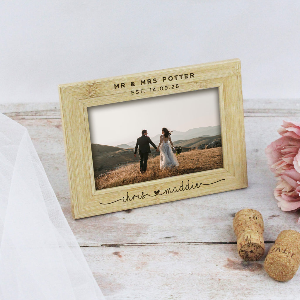 Personalised Wooden 'Mr & Mrs' Wedding Photo Frame