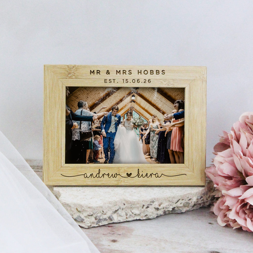 Personalised Wooden 'Mr & Mrs' Wedding Photo Frame