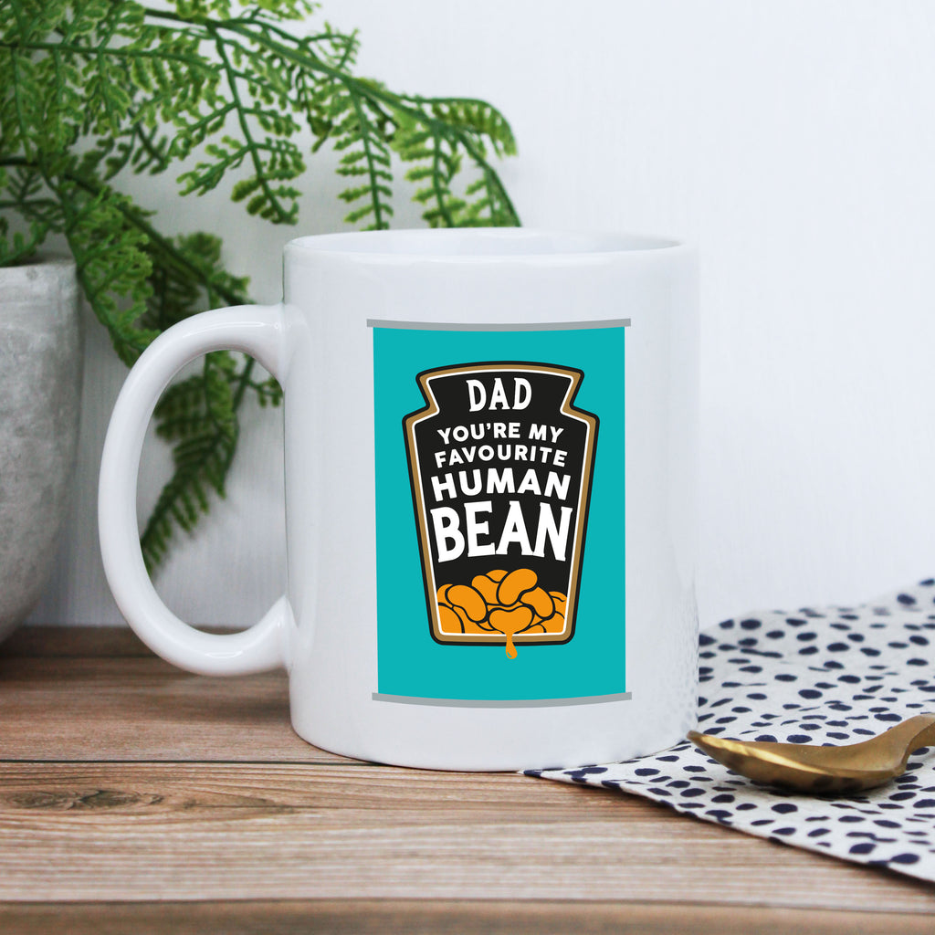 Personalised 'Dad You're My Favourite Human Bean' Coffee Mug with Coaster Option