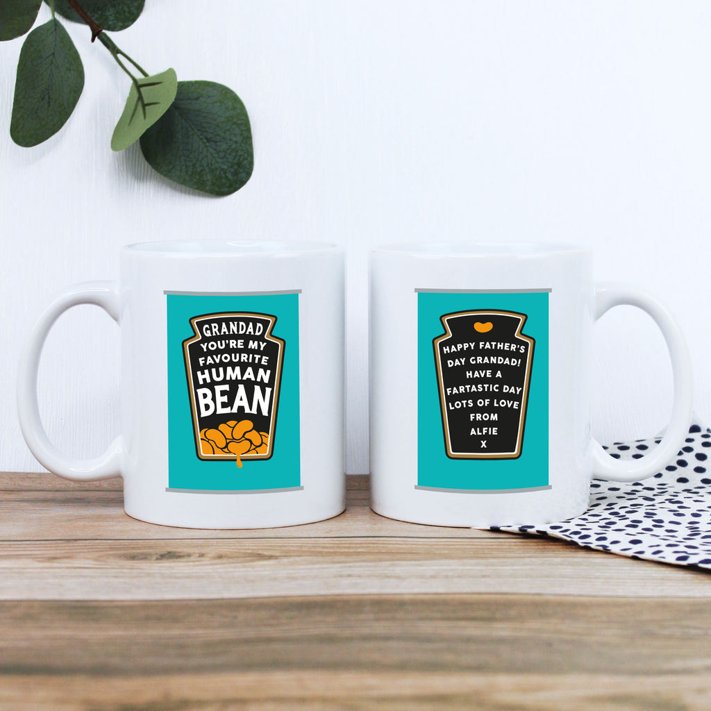 Personalised 'Dad You're My Favourite Human Bean' Coffee Mug with Coaster Option