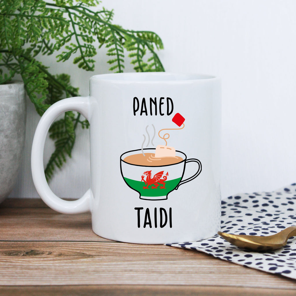 Personalised Taid Paned A Bisgedi Board with Coffee Mug Option - Welsh Grandad