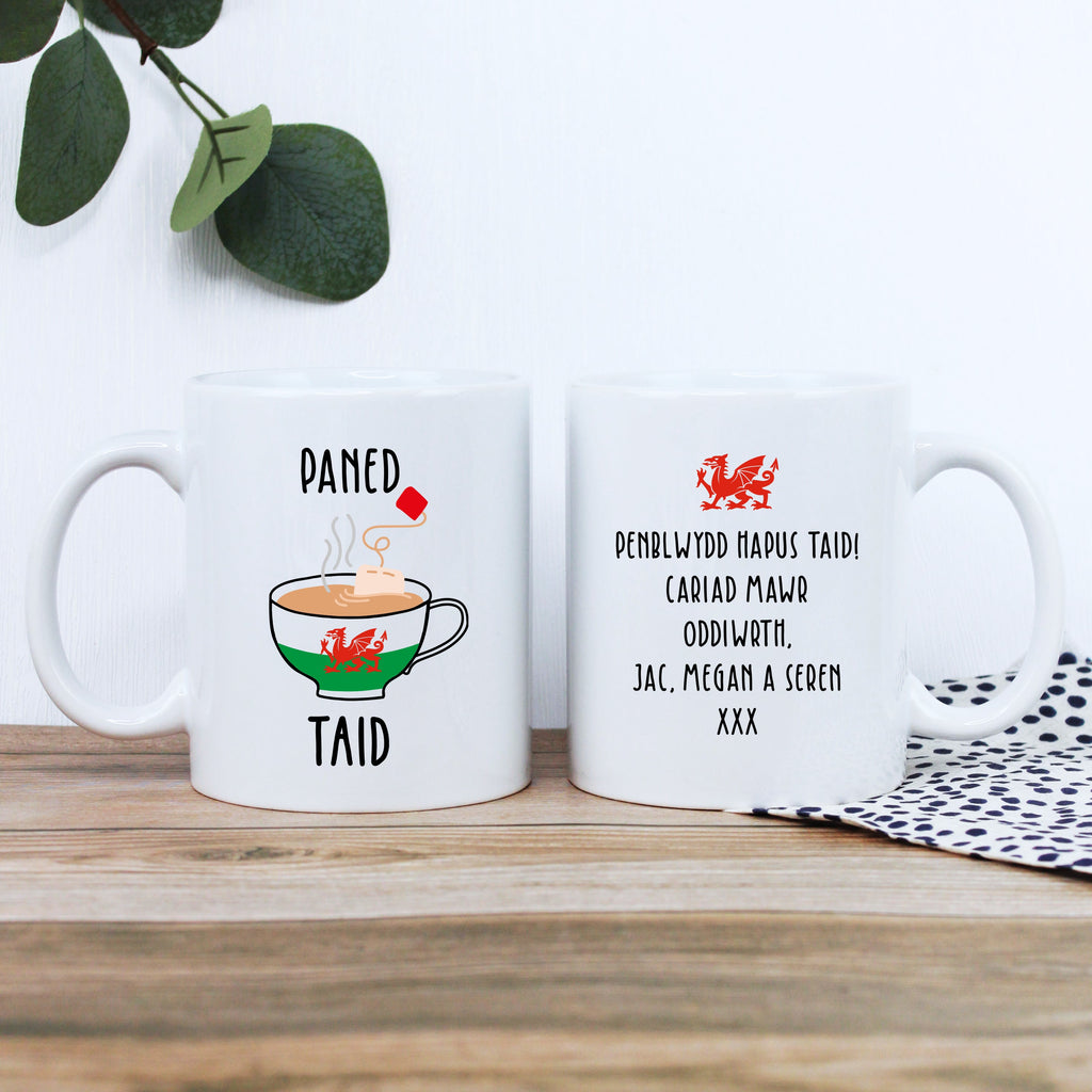 Personalised Taid Paned A Bisgedi Board with Coffee Mug Option - Welsh Grandad