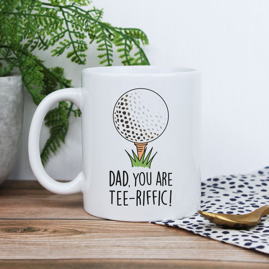 Personalised 'Dad You Are Tee-Riffic' Coffee Mug with Coaster Option
