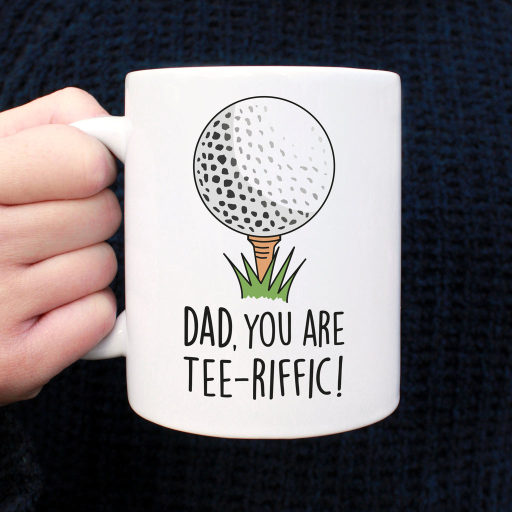 Personalised 'Dad You Are Tee-Riffic' Coffee Mug with Coaster Option