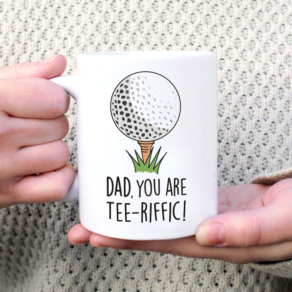 Personalised 'Dad You Are Tee-Riffic' Coffee Mug with Coaster Option