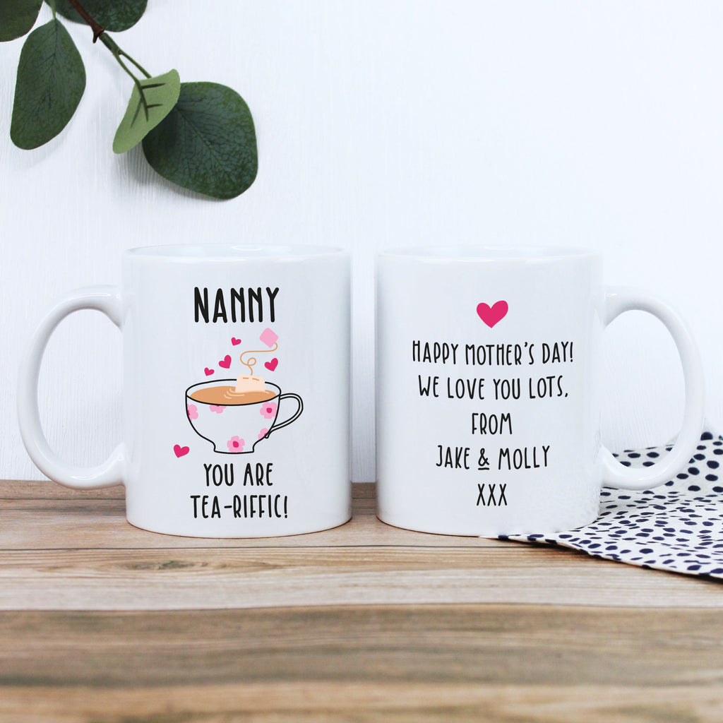 Personalised Grandma's Tea & Biscuit Board with Coffee Mug Option - You Are Tea-Riffic