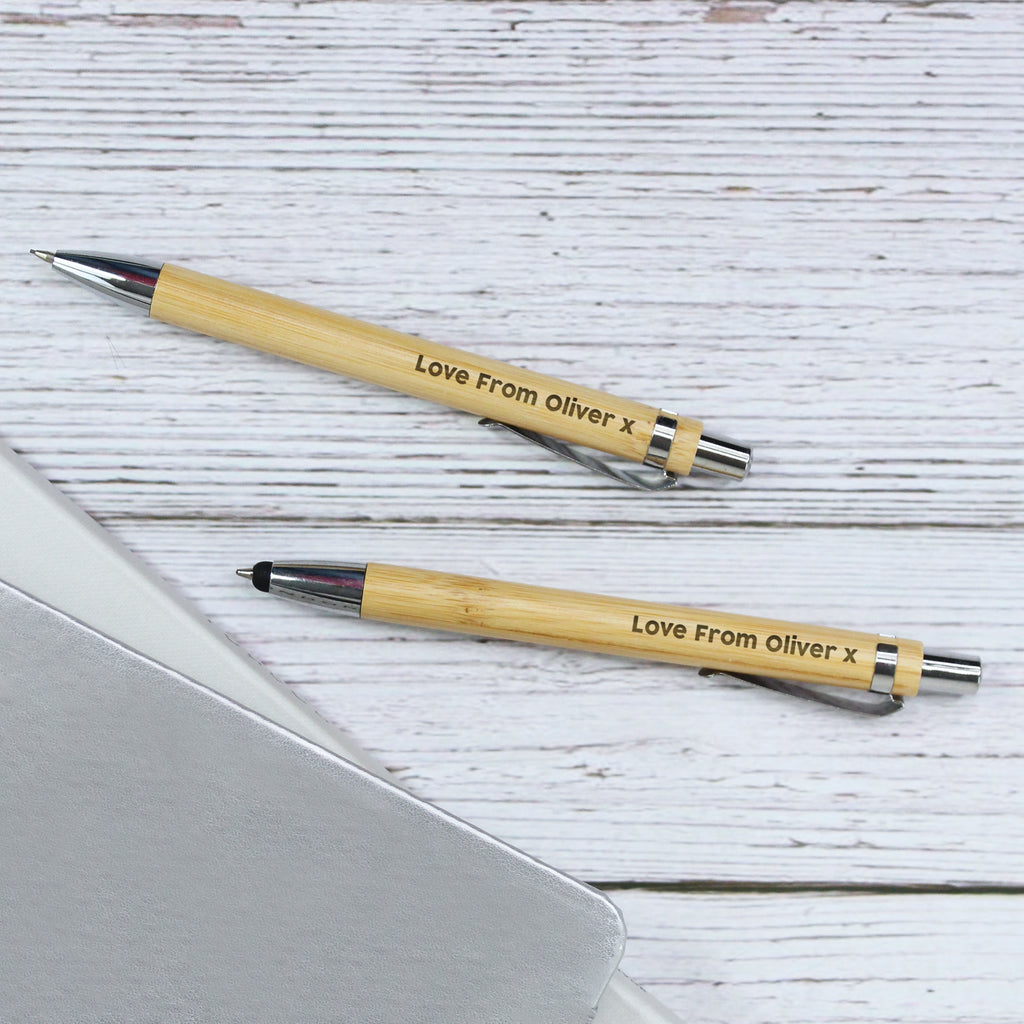 Personalised Mechanical Bamboo Teacher Pen & Pencil Set