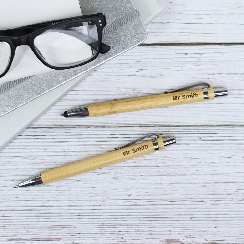 Personalised Mechanical Bamboo Teacher Pen & Pencil Set