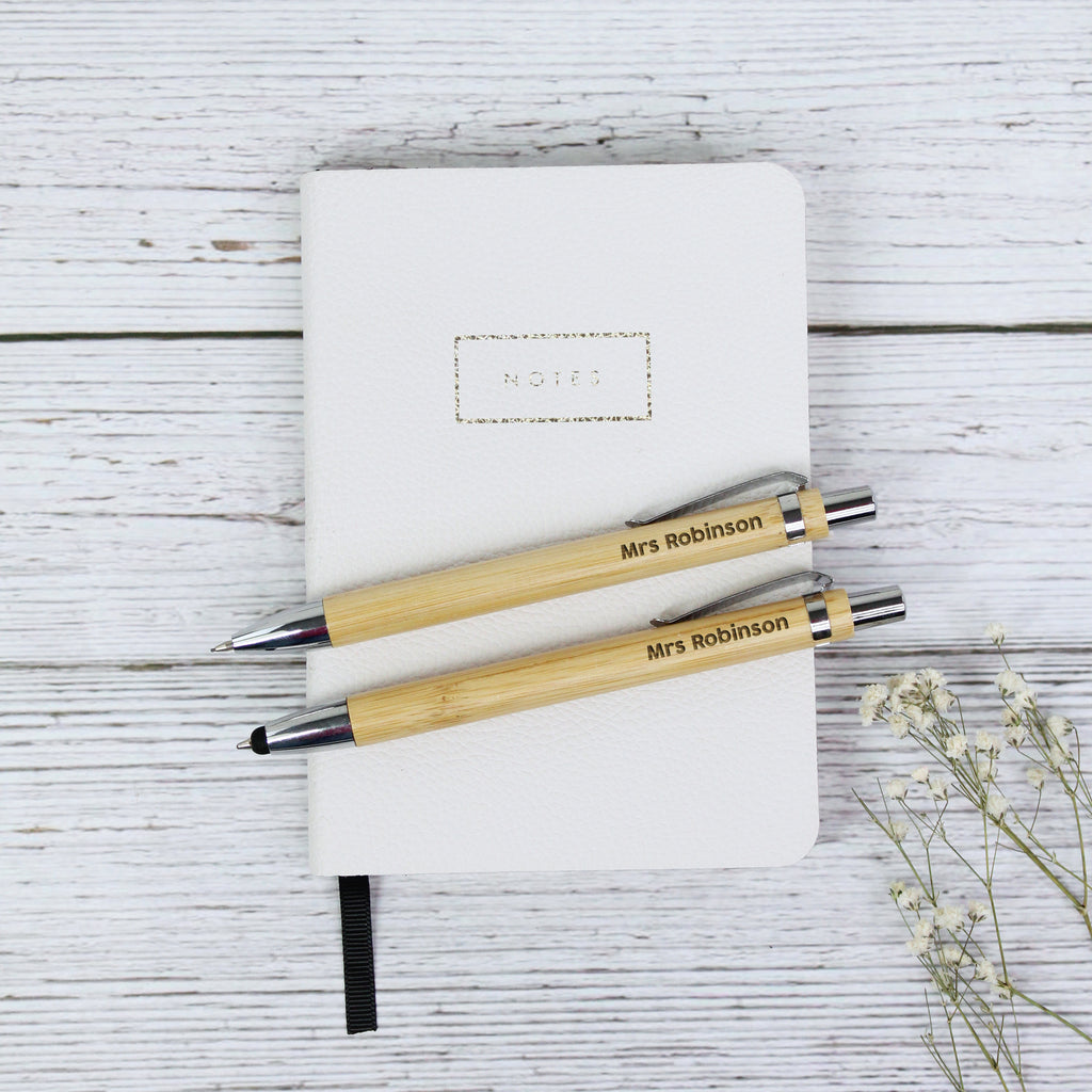 Personalised Mechanical Bamboo Teacher Pen & Pencil Set