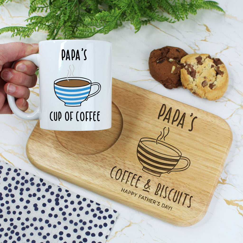 Personalised Grandad's Coffee & Biscuits Board with Mug Option