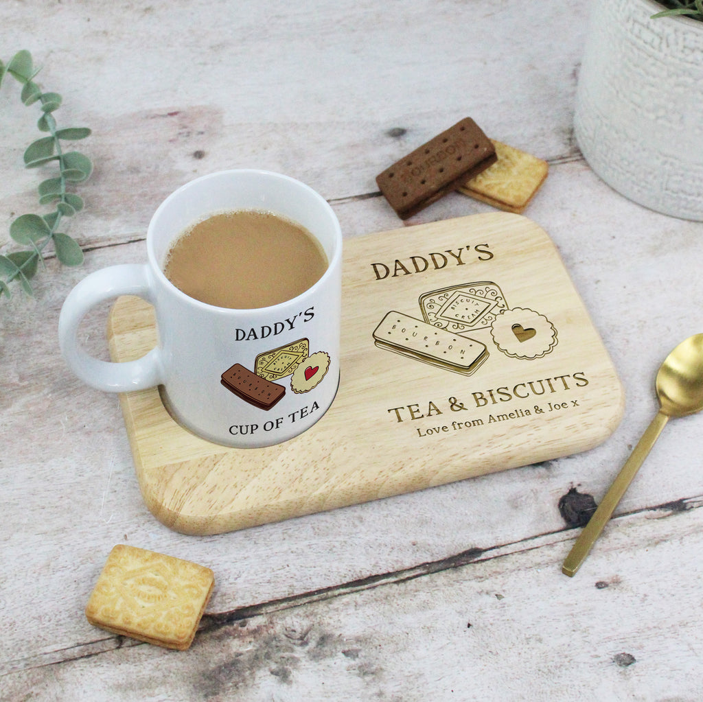 Personalised Dad’s Tea & Biscuits Board & Mug Set