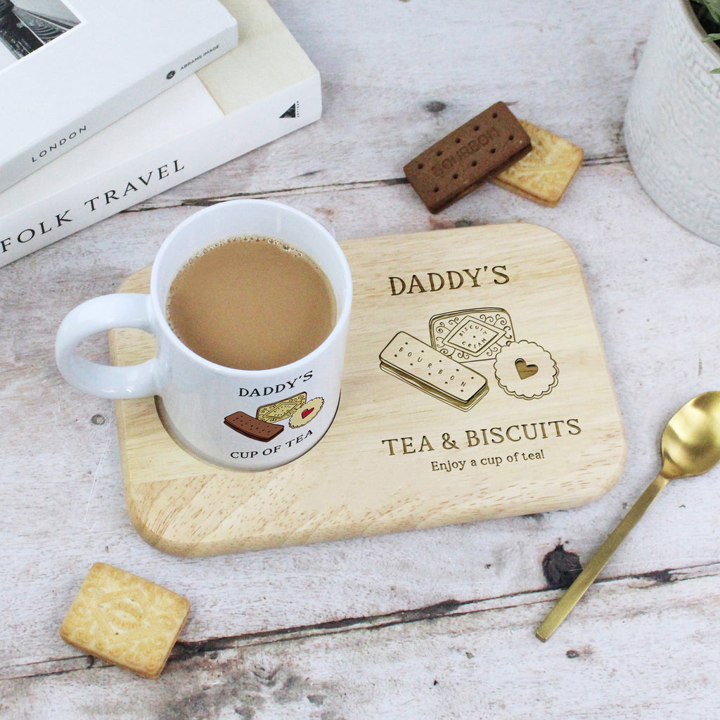 Personalised Dad’s Tea & Biscuits Board & Mug Set