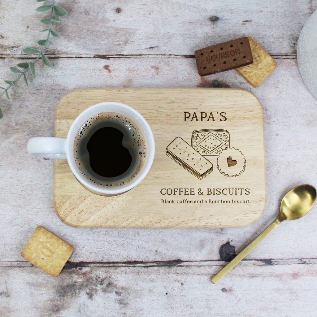 Personalised Grandads Coffee & Biscuits Board with Coffee Mug Option