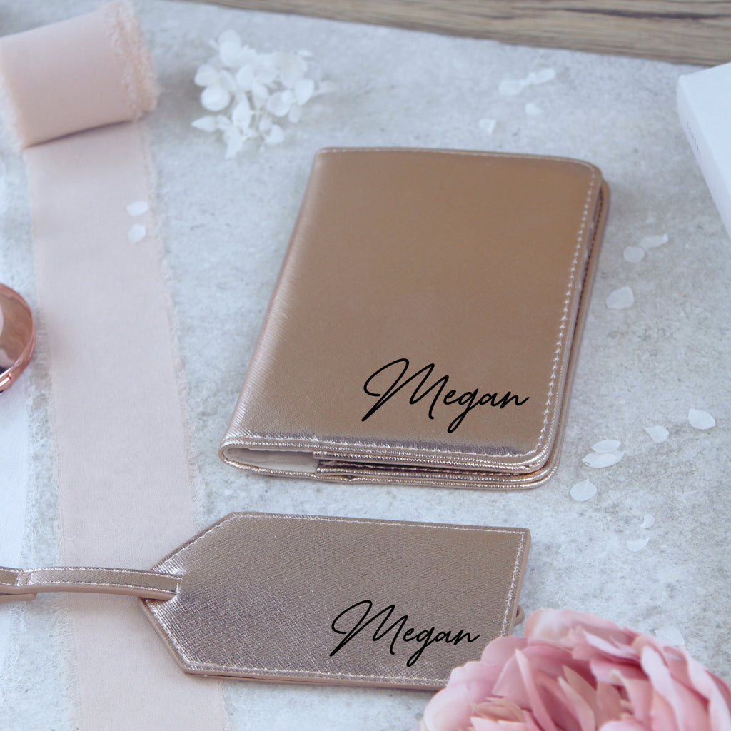 Personalised Passport Holder & Luggage Tag Travel Set with Name